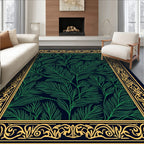 Green Botanical Gold Border Rug