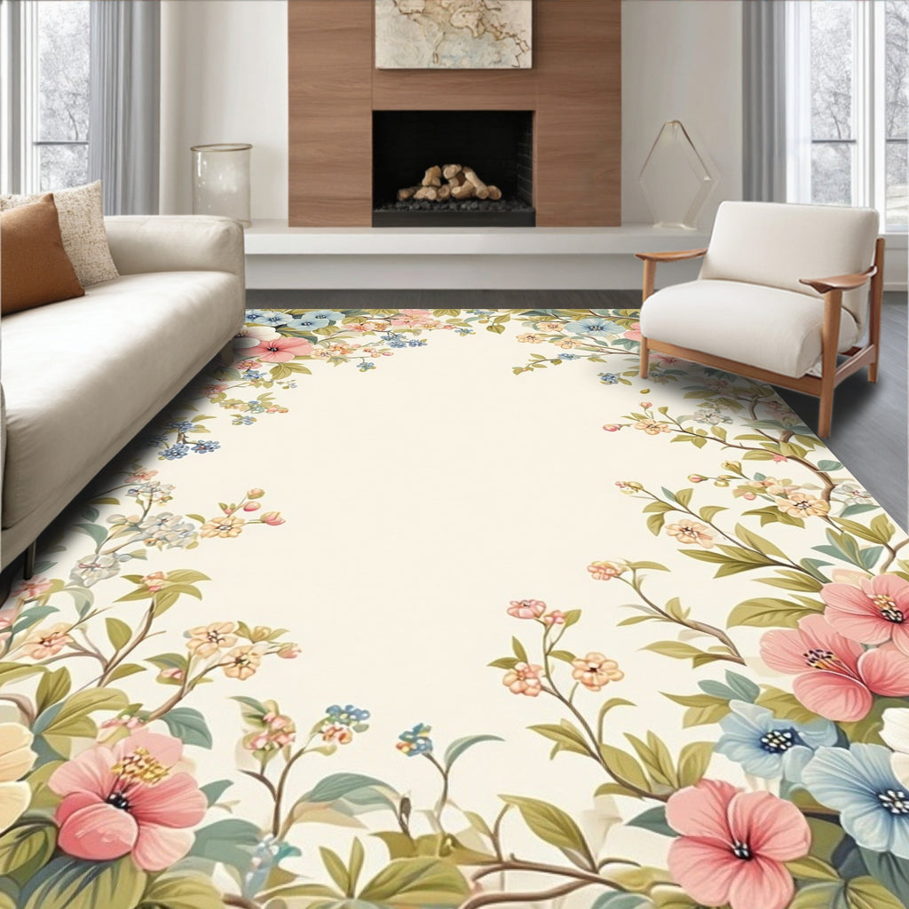 Vintage Floral Branch Pattern Rug