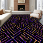 Modern Geometric Purple Orange Lines Rug