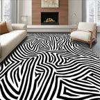 Striking Black White Abstract Lines Rug