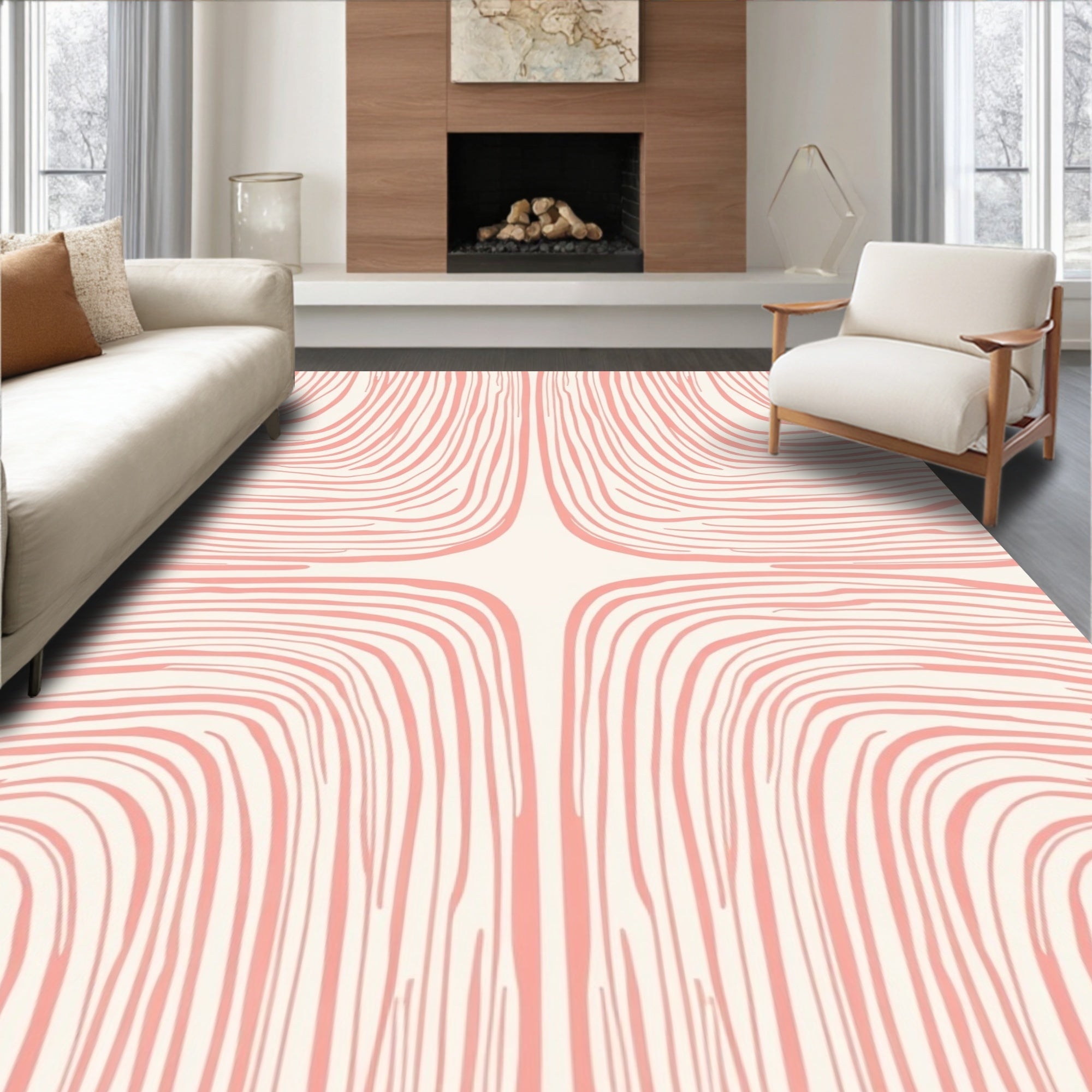Coral Organic Lines Pattern Rug