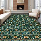 Teal Floral Art Nouveau Repeating Pattern Rug