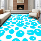 Abstract Teal Organic Circles Rug