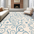 Classic Blue Swirl Floral Design Rug