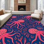 Pink Octopus Swirls Nautical Pattern Rug