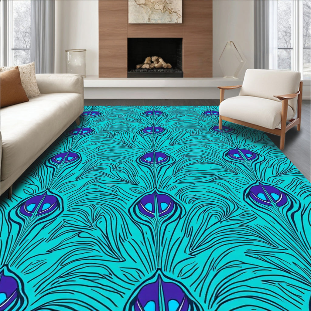 Art Nouveau Peacock Feather Pattern Rug
