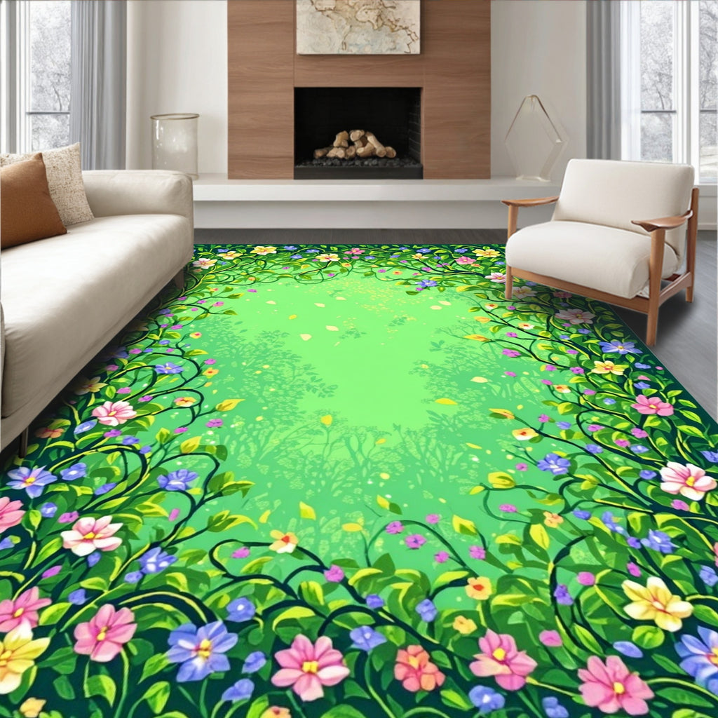 Whimsical Vines And Floral Garden Rug