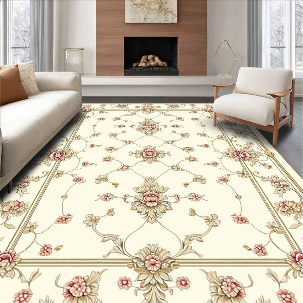 Elegant Floral Scroll Traditional Rug