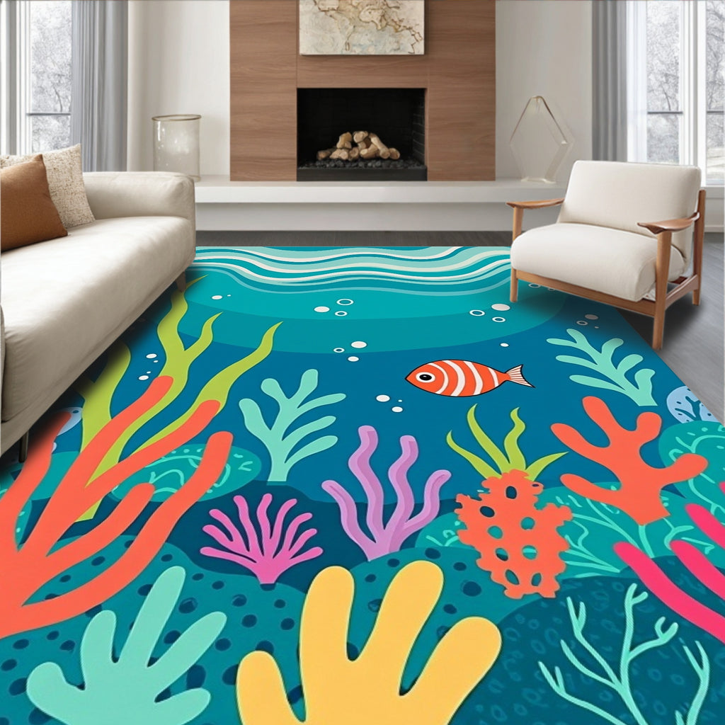 Ocean Coral Reef Kids Fun Design Rug