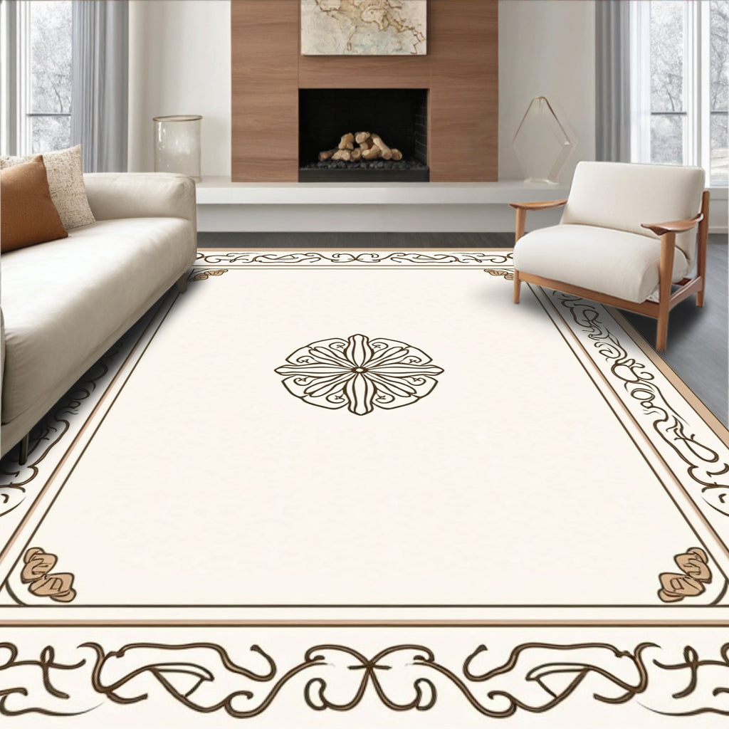 Ornate Floral Border With Center Medallion Rug