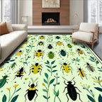 Whimsical Bugs Botanical Garden Pattern Rug
