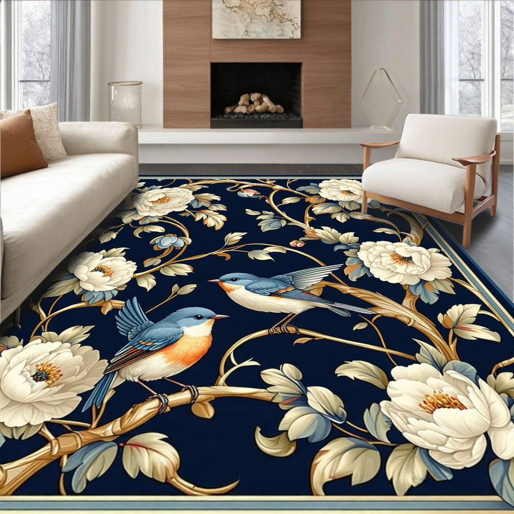 Birds and Blossoms Traditional Pattern Design Rug