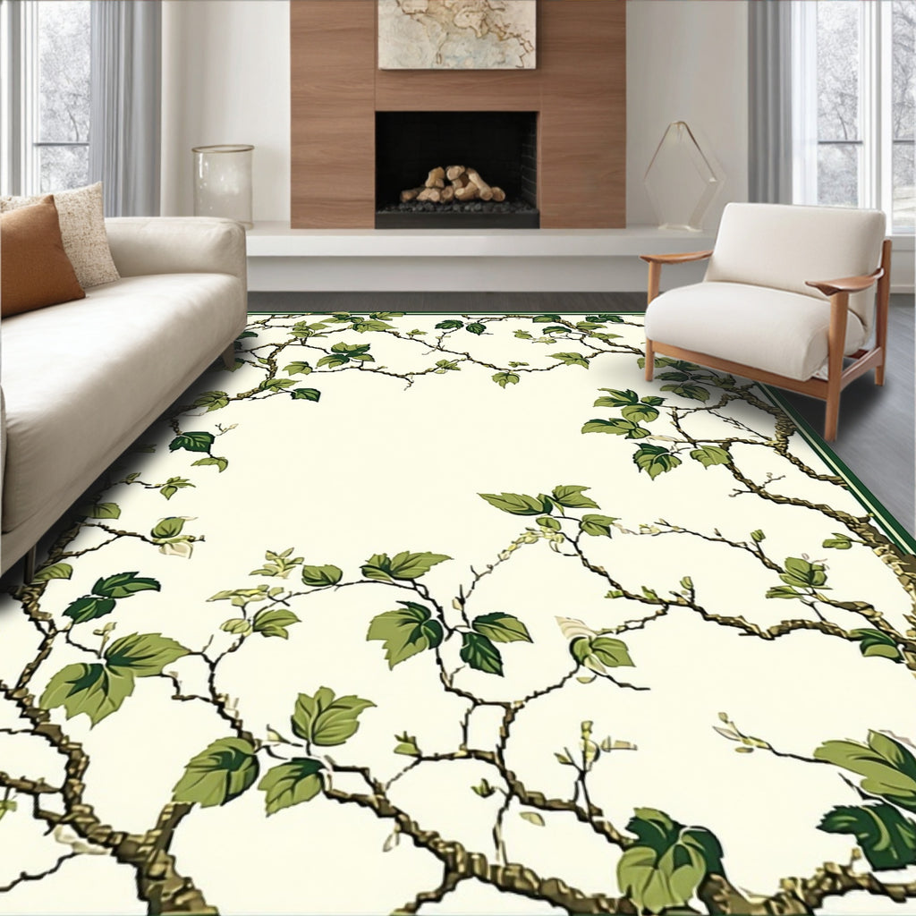 Vine With Green Leaves Pattern Rug