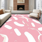 Abstract White Organic Shapes Pink Rug