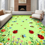 Whimsical Garden Bugs Blossoms Rug
