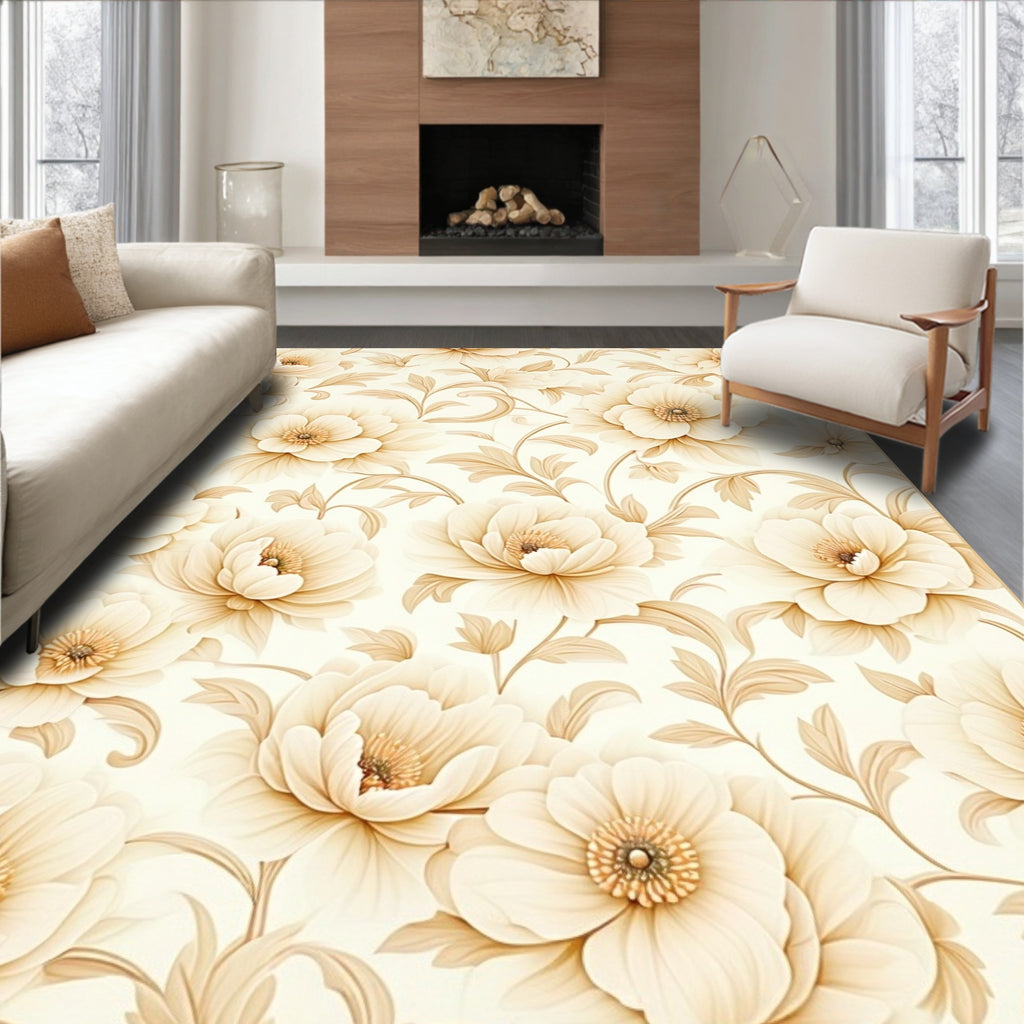 Vintage Floral Scroll Pattern Rug