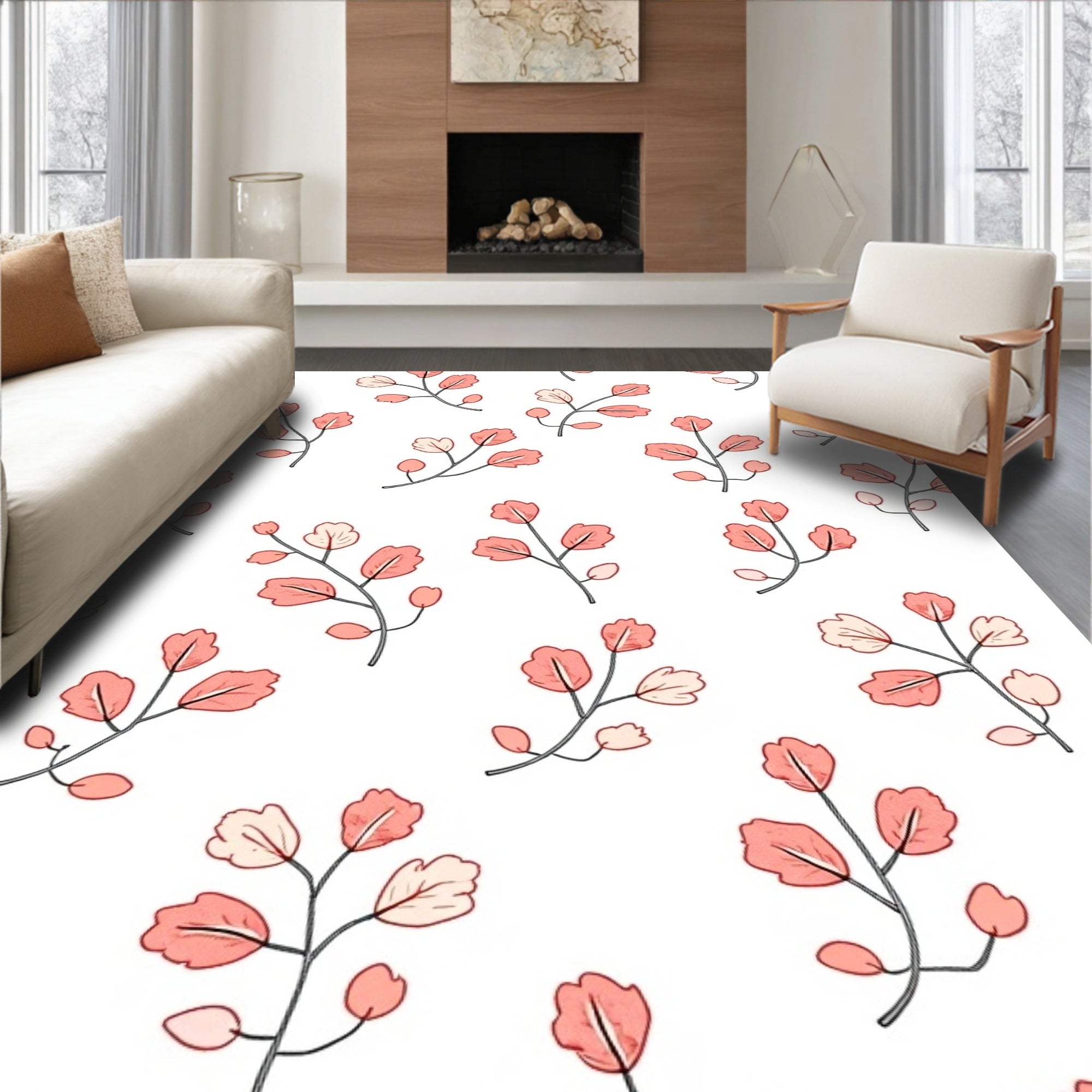 Coral Branch Pattern Rug
