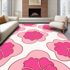 Vibrant Pink 5-Petal Flower Pattern Rug