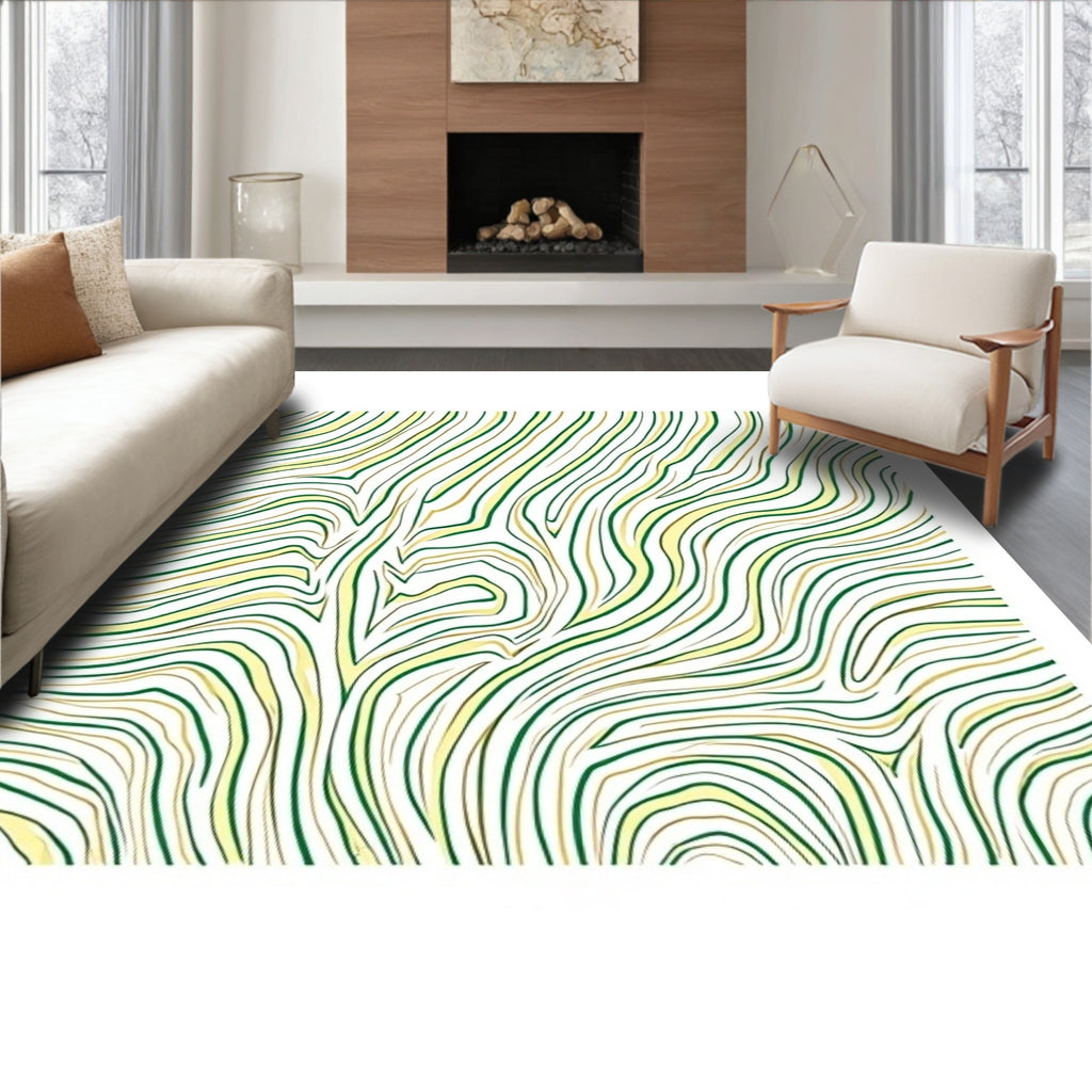 Wavy Wood Grain Green Gold Rug