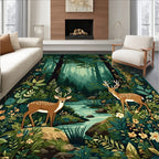 Enchanted Forest Stag Scene Rug