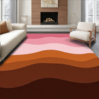 Pink Brown Layered Landscape Waves Rug