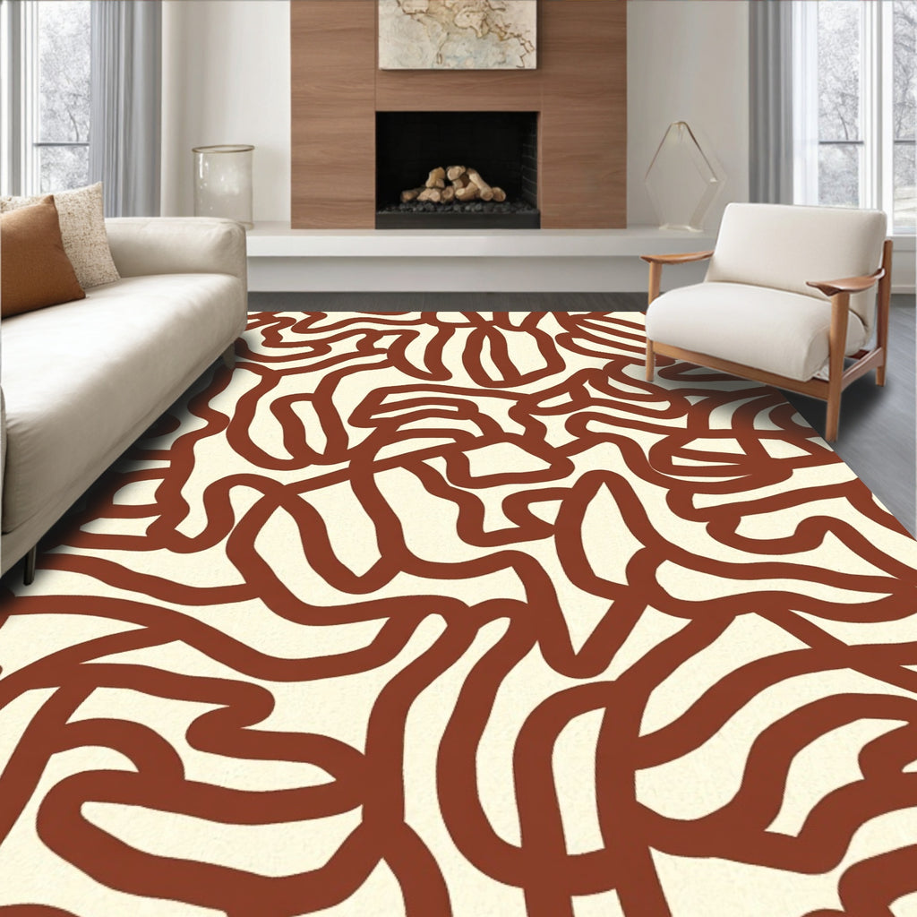 Organic Winding Line Pattern Rug