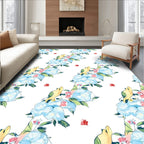 Birds and Blue Peony Floral Pattern Rug