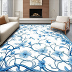 Blue Floral Vines Decorative Rug