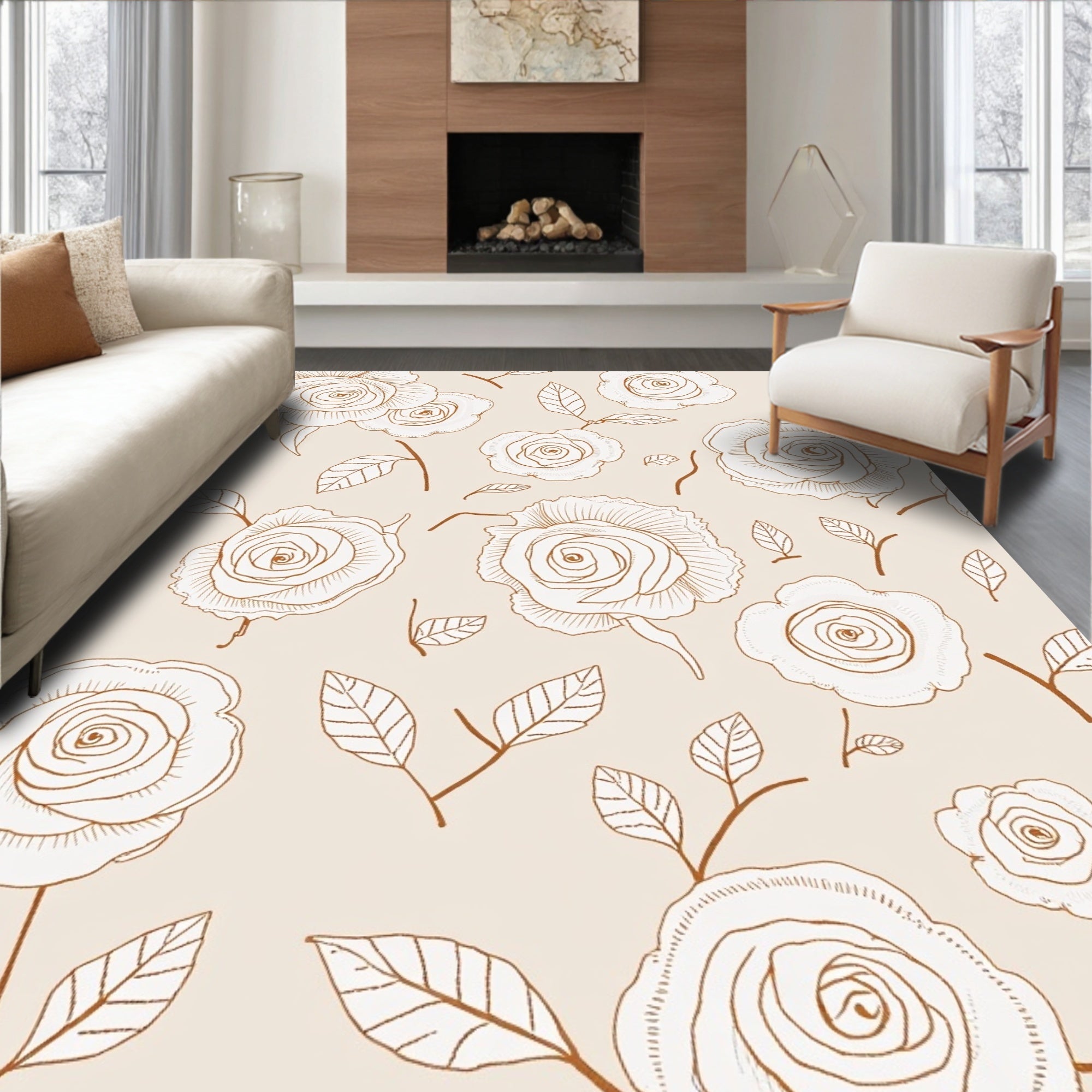 Sketchy Rose Pattern Delight Rug