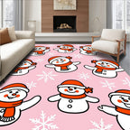 Whimsical Snowman Orange Hat Scarf Rug