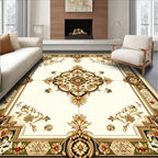 Elaborate Golden Floral Medallion Rug