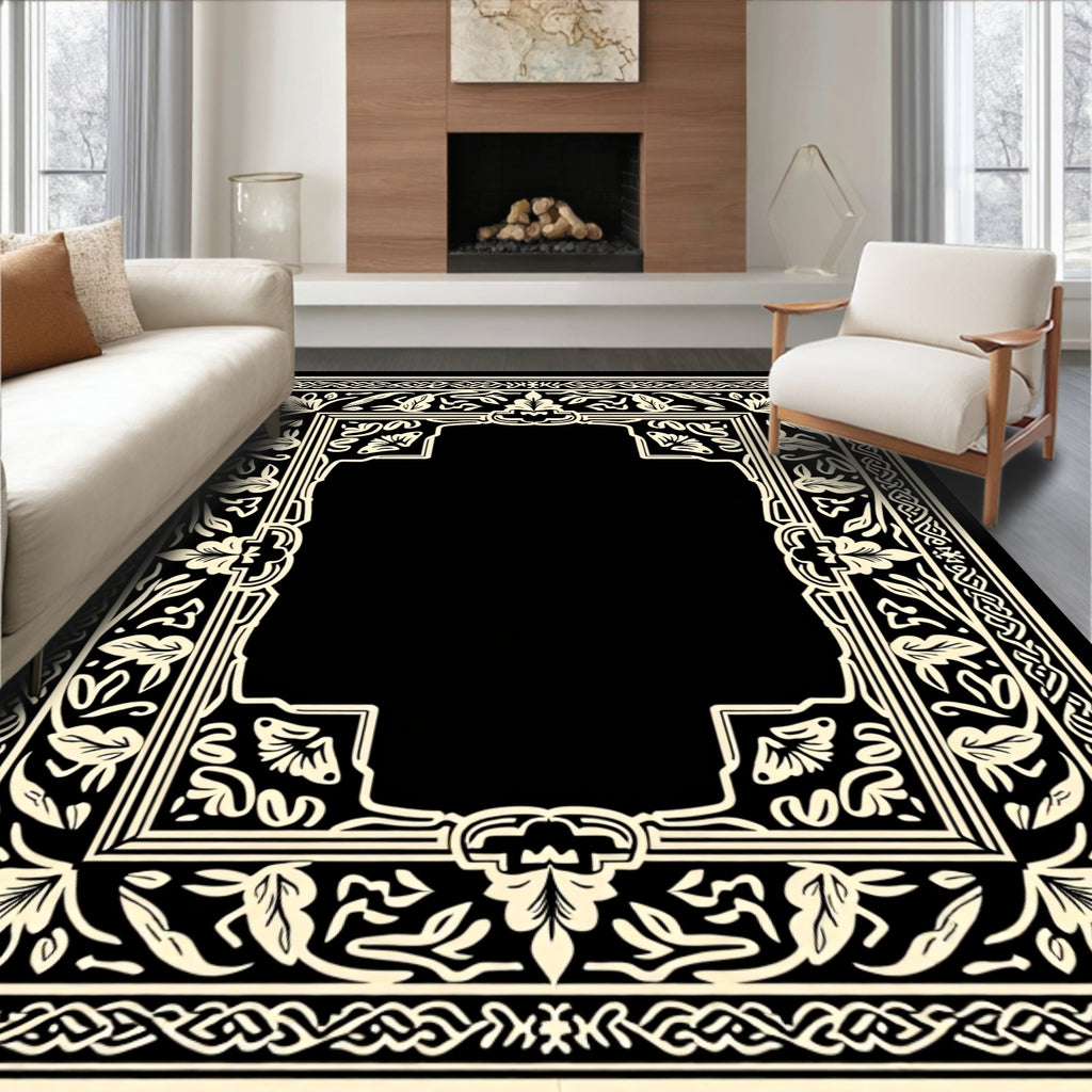 Intricate Floral Border Design Rug