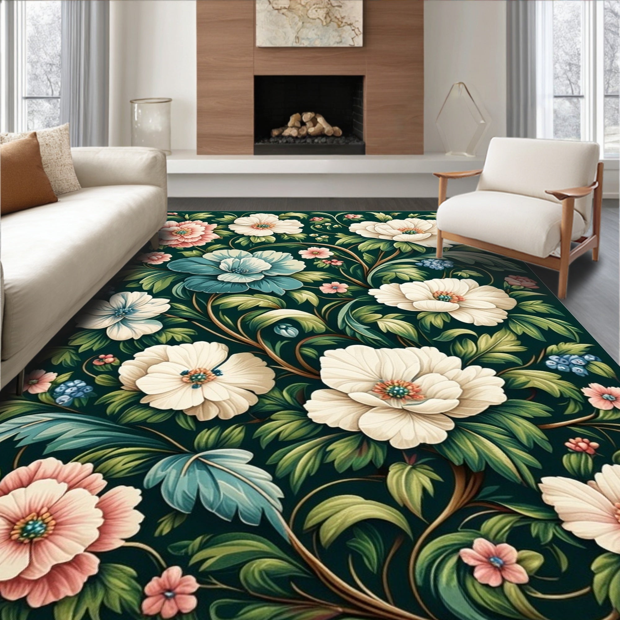 Rich Botanical Floral Romance Rug