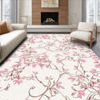 Pink Floral Vine Pattern Rug