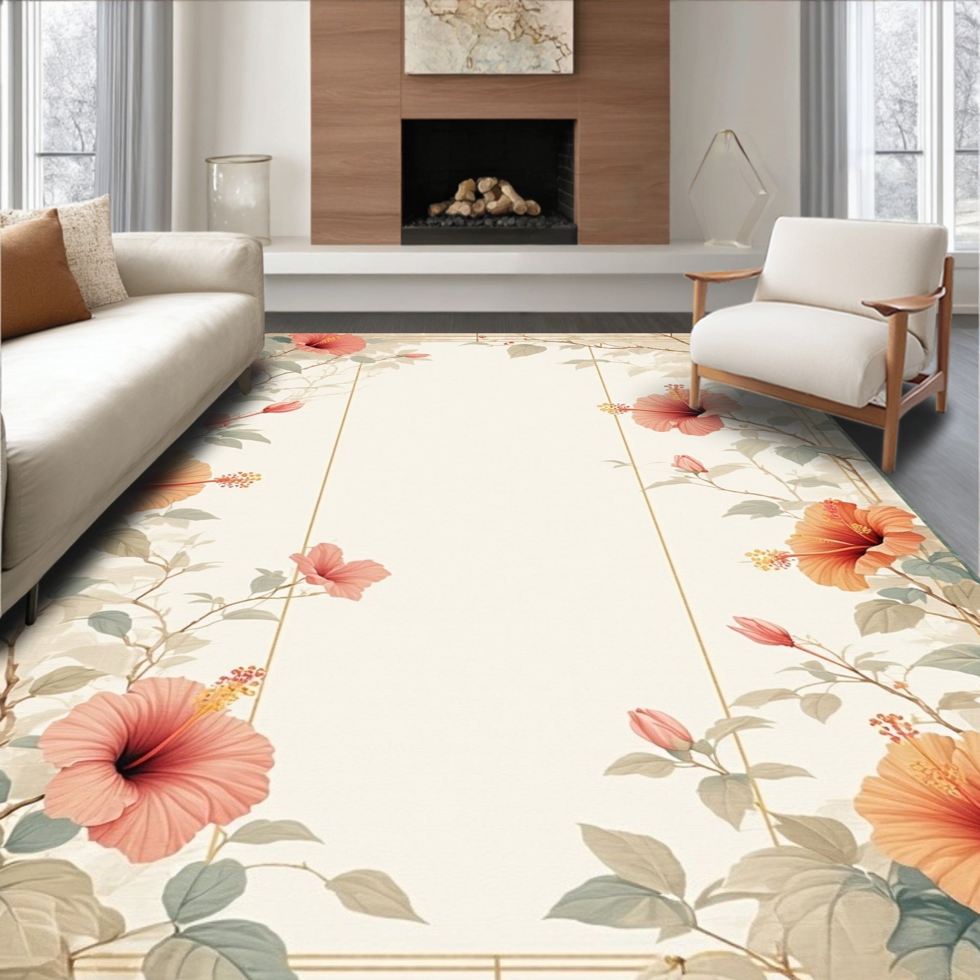 Floral Vines Blossoms Rug
