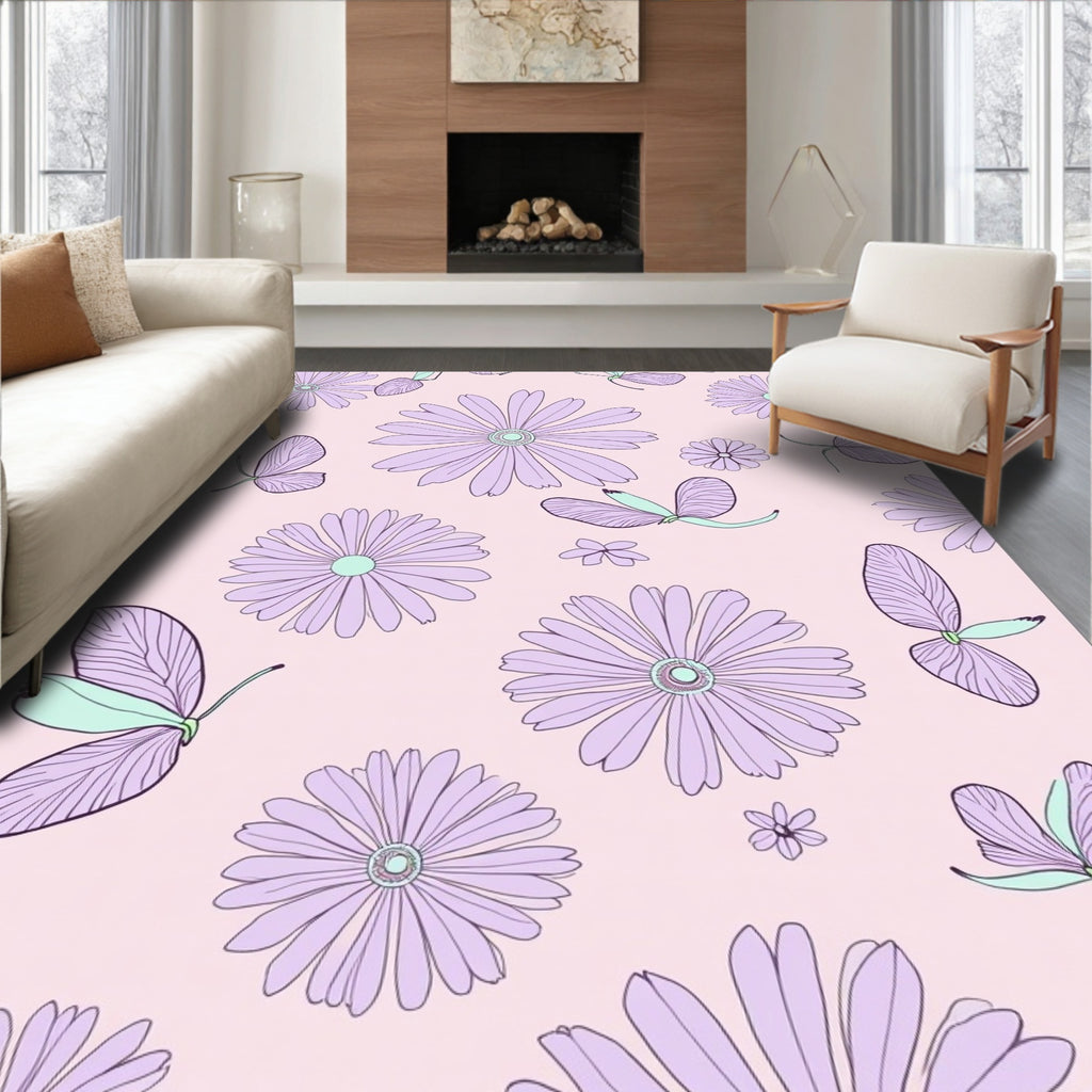 Light Purple Floral Pattern Rug