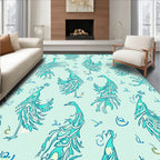 Teal Peacock Feather Pattern Rug