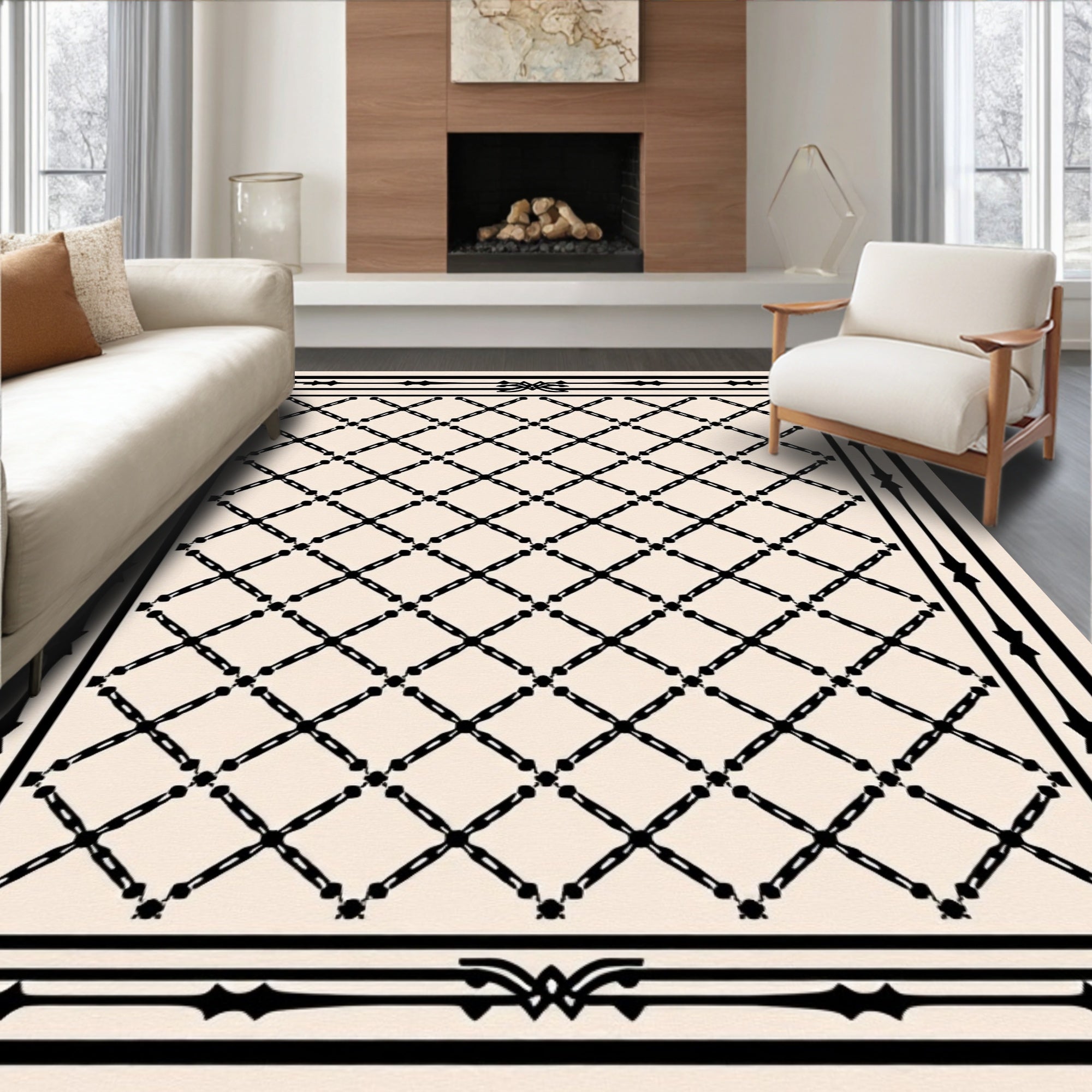 Classic Lattice Border Design Rug