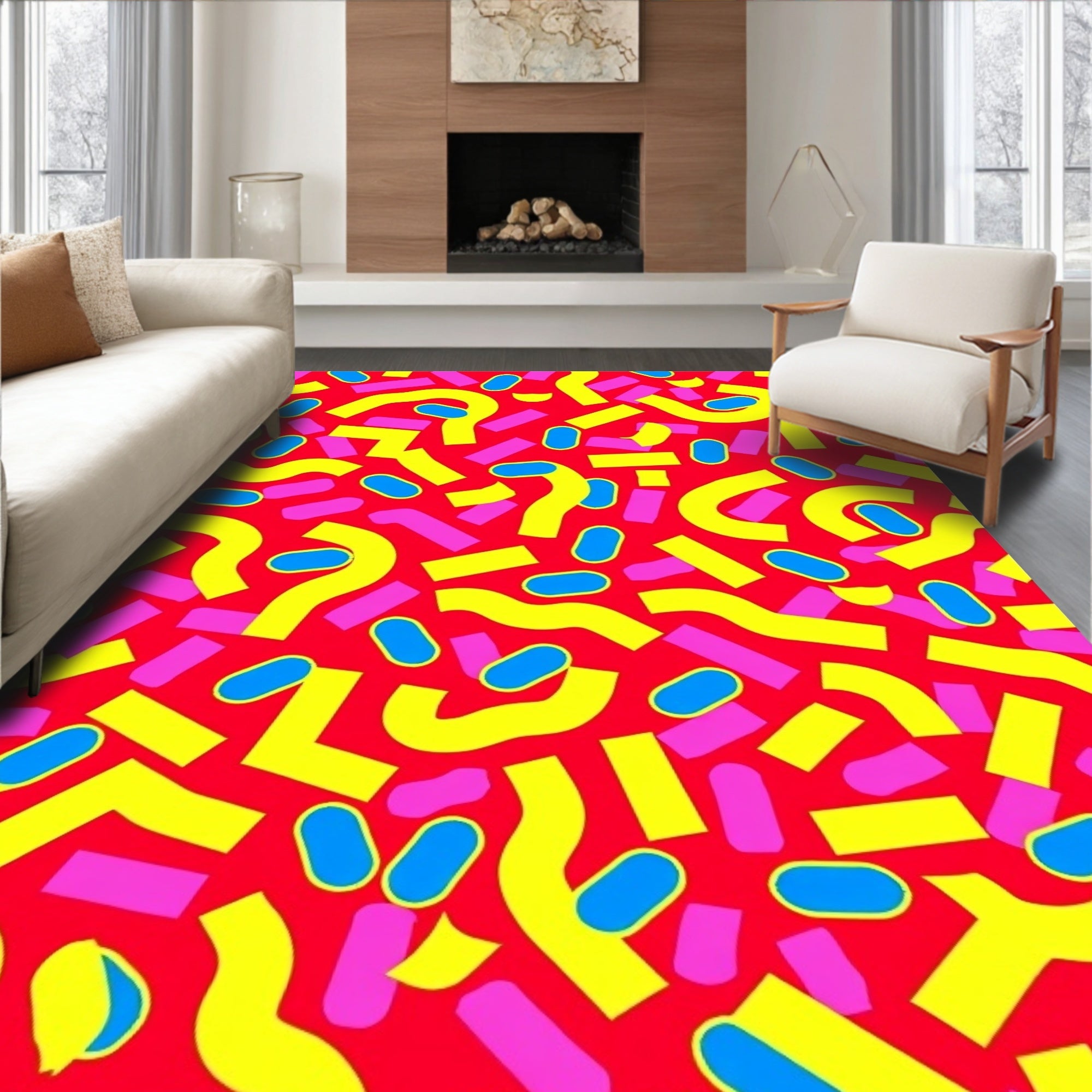 Groovy Fun Abstract Shapes Rug
