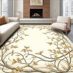 Elegant Floral Vine With Golden Leaves Rug
