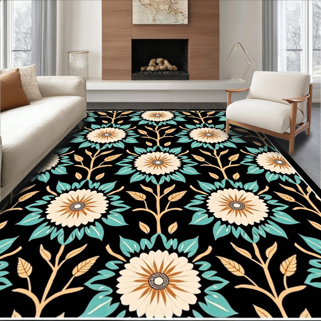Floral Garden Patterned Art Rug