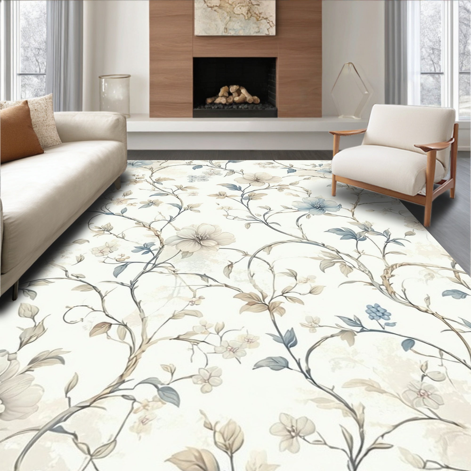 Vintage Floral Vine Pattern Rug