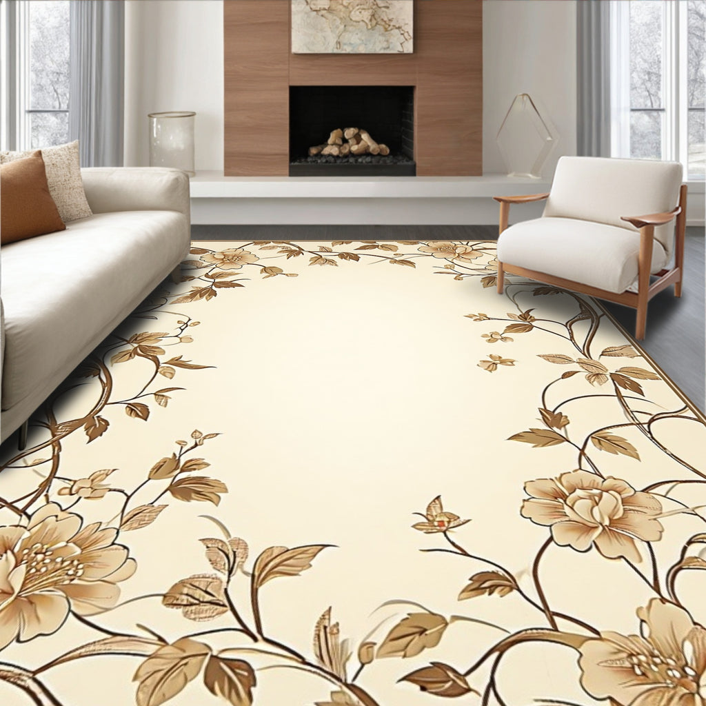 Floral Vine Cream Accent Rug