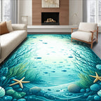Underwater Forest Scene with Fish Rug