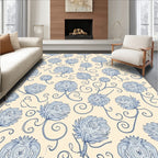 Light Blue Floral Swirl Pattern Rug