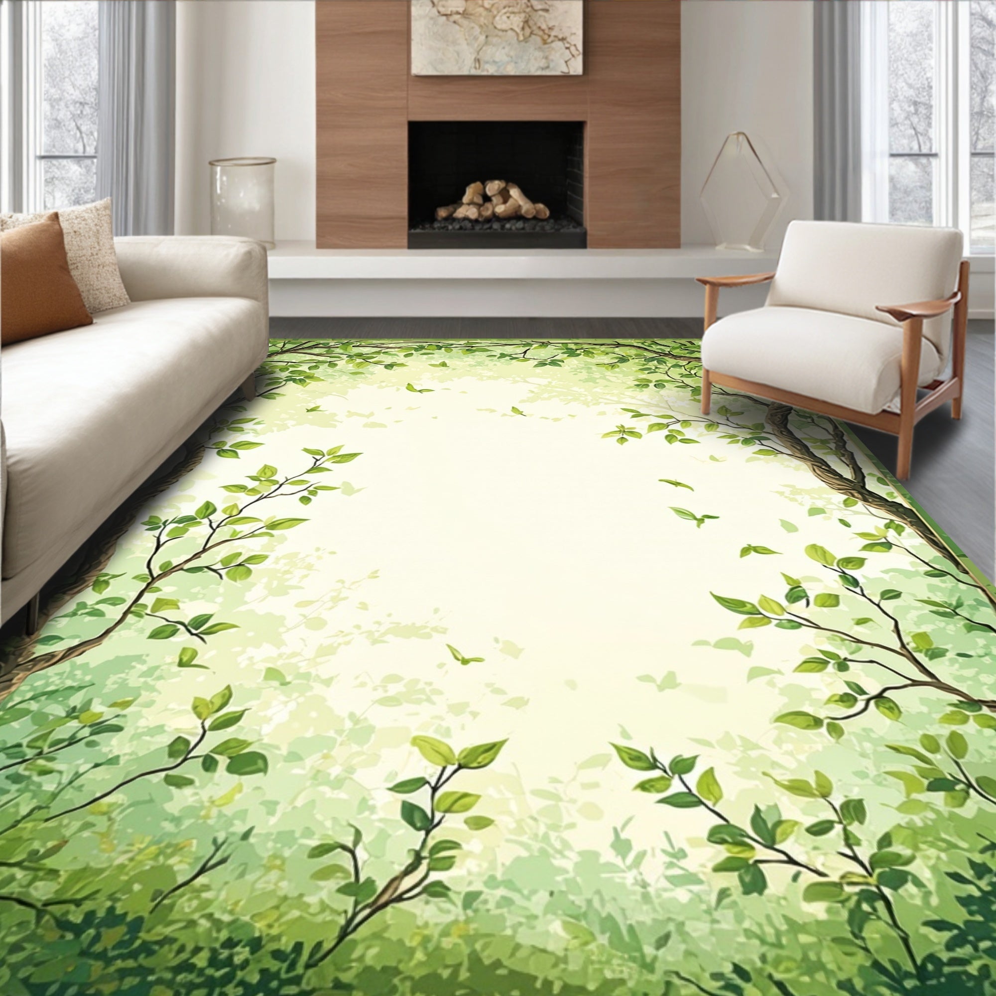 Verdant Forest Canopy With Leaves Rug