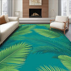 Tropical Palm Frond Leaf Pattern Rug