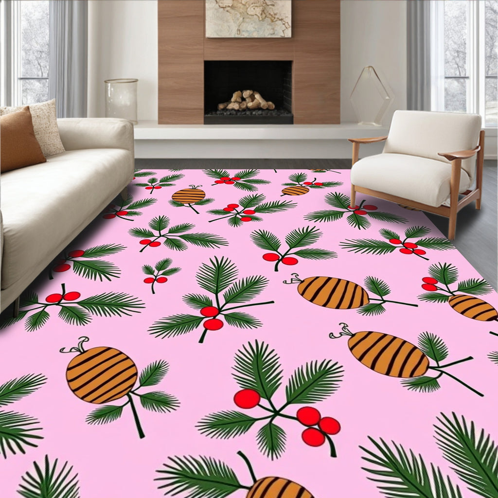 Pink Holly Berry Bee Garland Rug