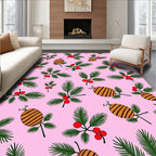 Pink Holly Berry Bee Garland Rug