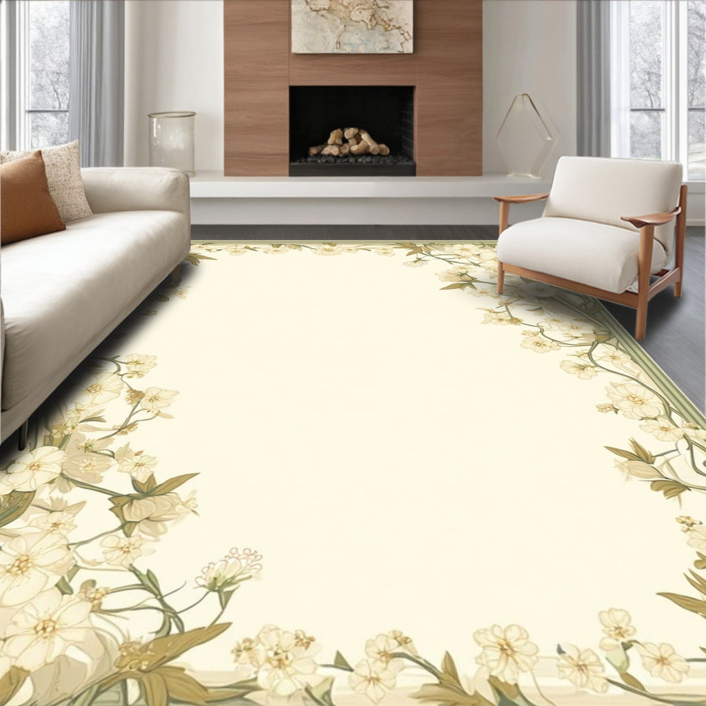 Floral Vine Border Design Rug